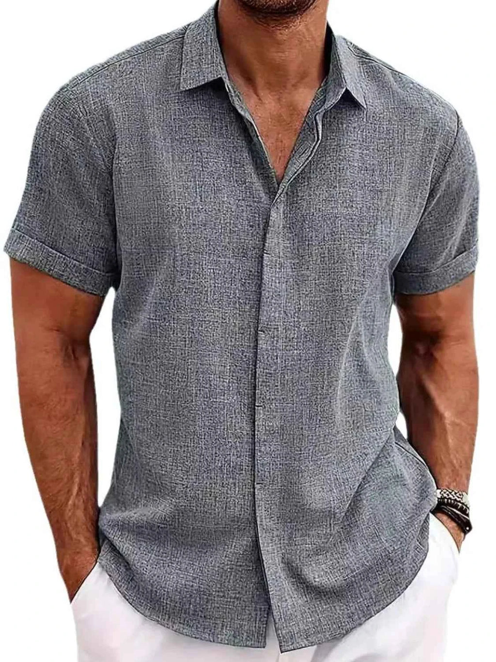 Men’s Collared Short-Sleeve Button-Up Shirt