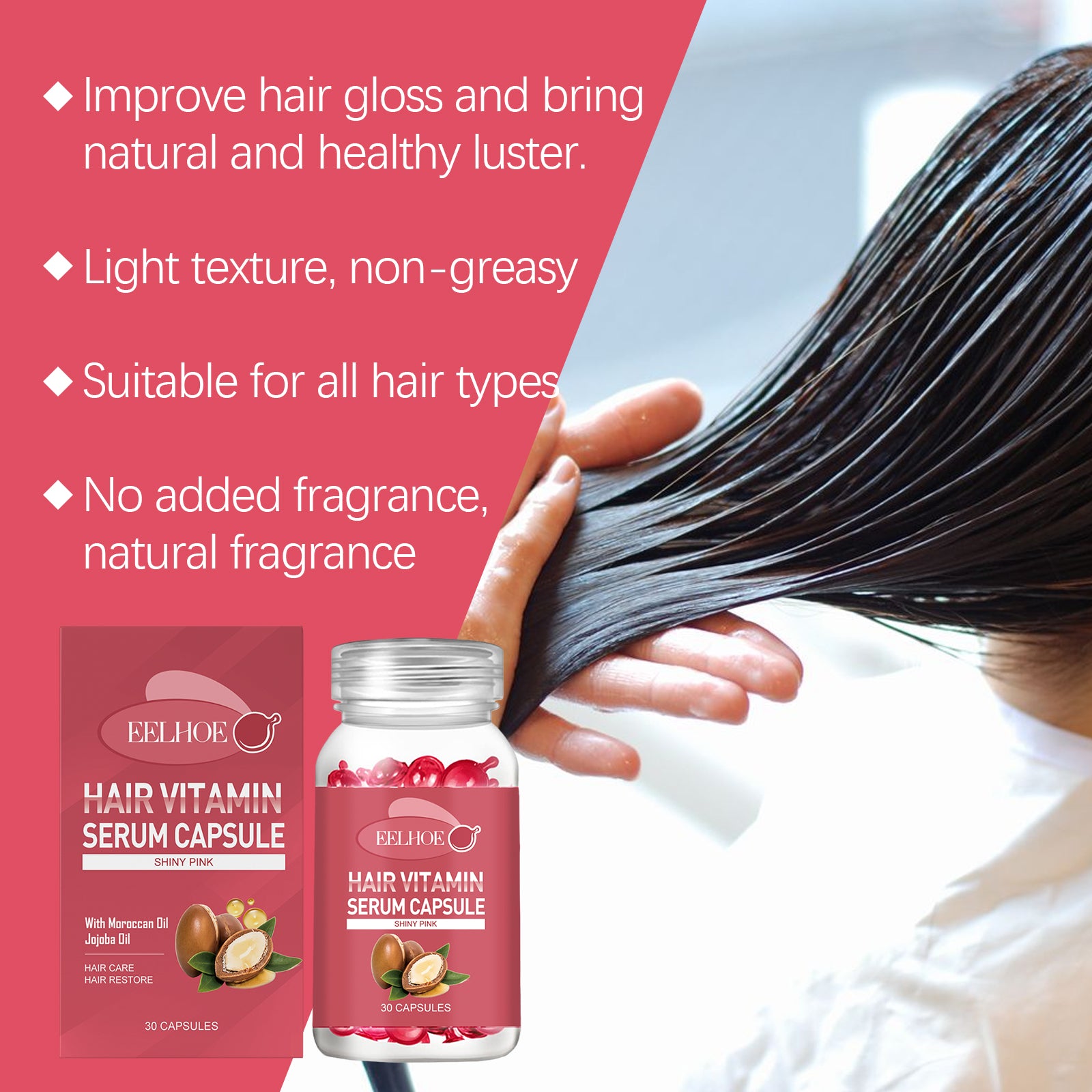EELHOE Hair Oil Care Capsules — Frizz Control, Split End Repair & Shine Boost Hair Treatment — Prime Trend Market