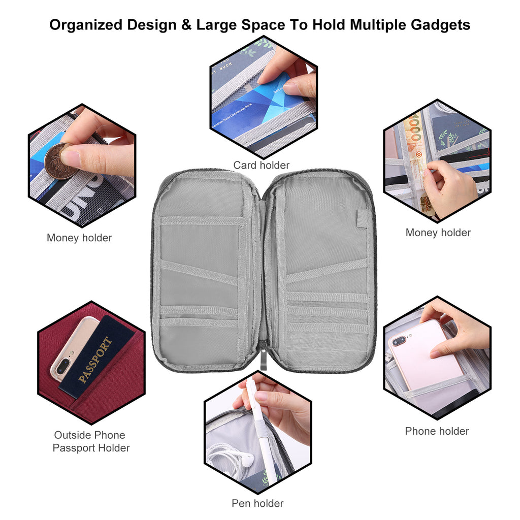 Travel Passport Wallet | 12-Cell Zipper Organizer | Water-Repellent | Card, ID & Phone Holder — Prime Trend Market