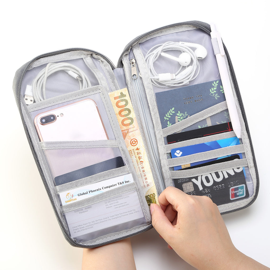 Travel Passport Wallet | 12-Cell Zipper Organizer | Water-Repellent | Card, ID & Phone Holder — Prime Trend Market