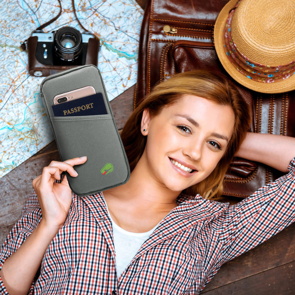 Travel Passport Wallet | 12-Cell Zipper Organizer | Water-Repellent | Card, ID & Phone Holder — Prime Trend Market