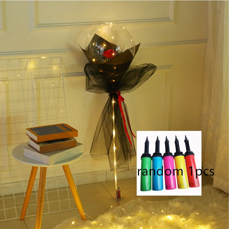 LED Luminous Balloon Rose Bouquet | Transparent Bobo Ball | Light-Up Flower Gift — Prime Trend Market
