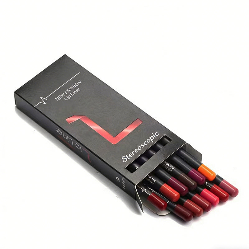 12-Color Lip Liner Pencil Set – High Pigment, Vegan, Longwear Ultra Fine Lip Liners | All Skin Tones — Prime Trend Market