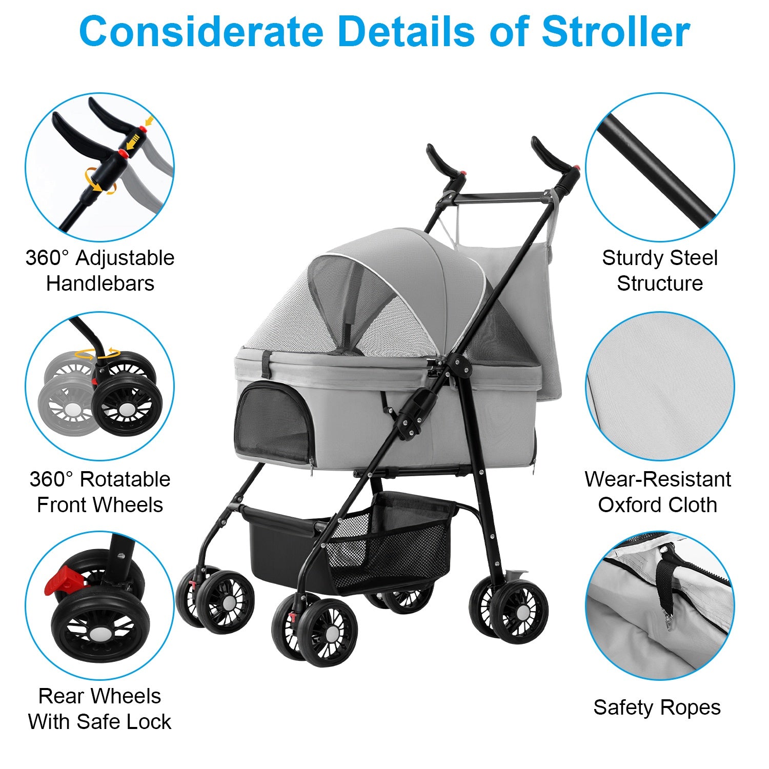 Premium 4-Wheel Foldable Pet Stroller — Travel Jogger with Removable Carrier & Storage — Prime Trend Market