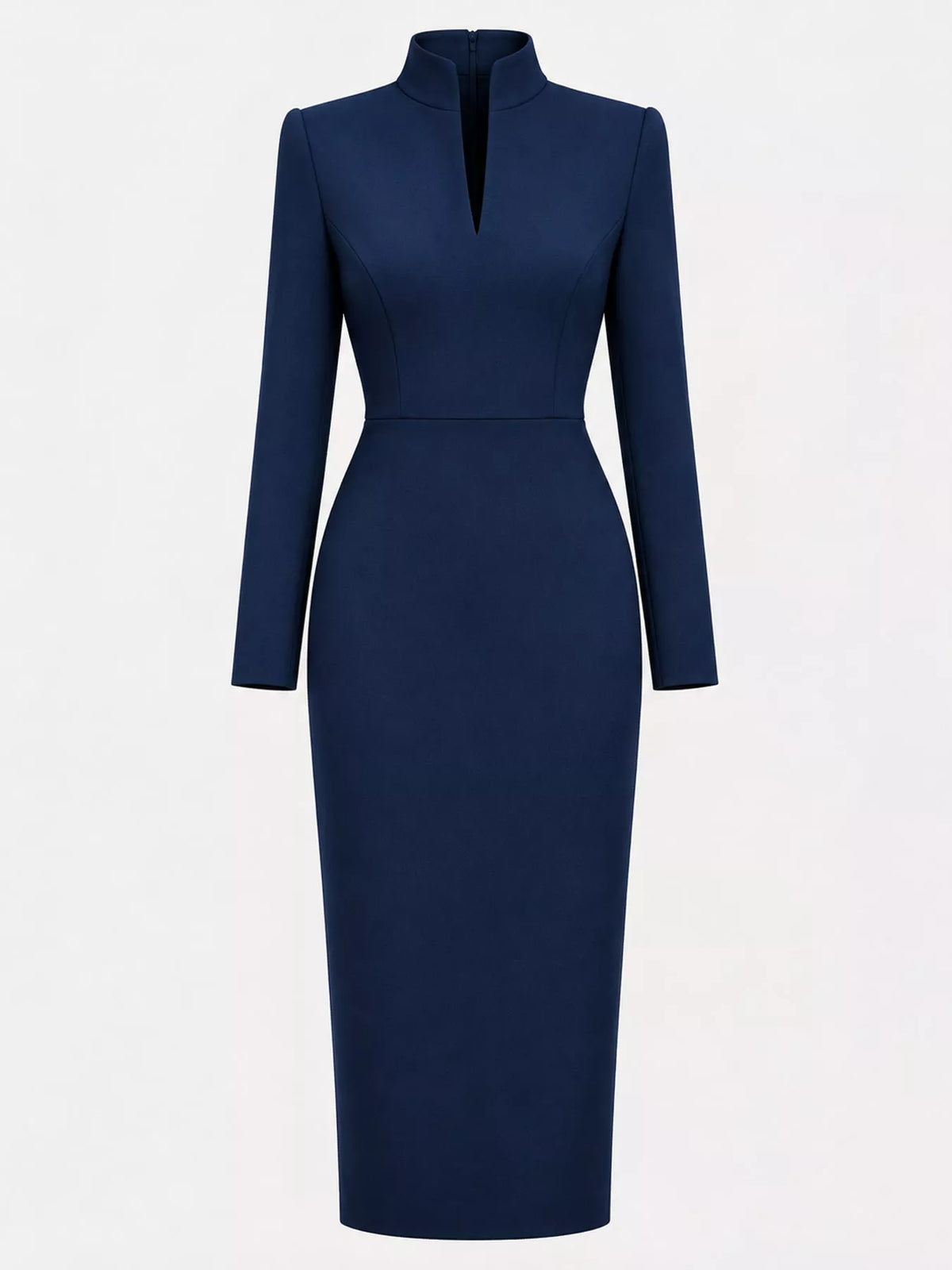 Stand-Collar Long-Sleeve Midi Dress | S–3XL