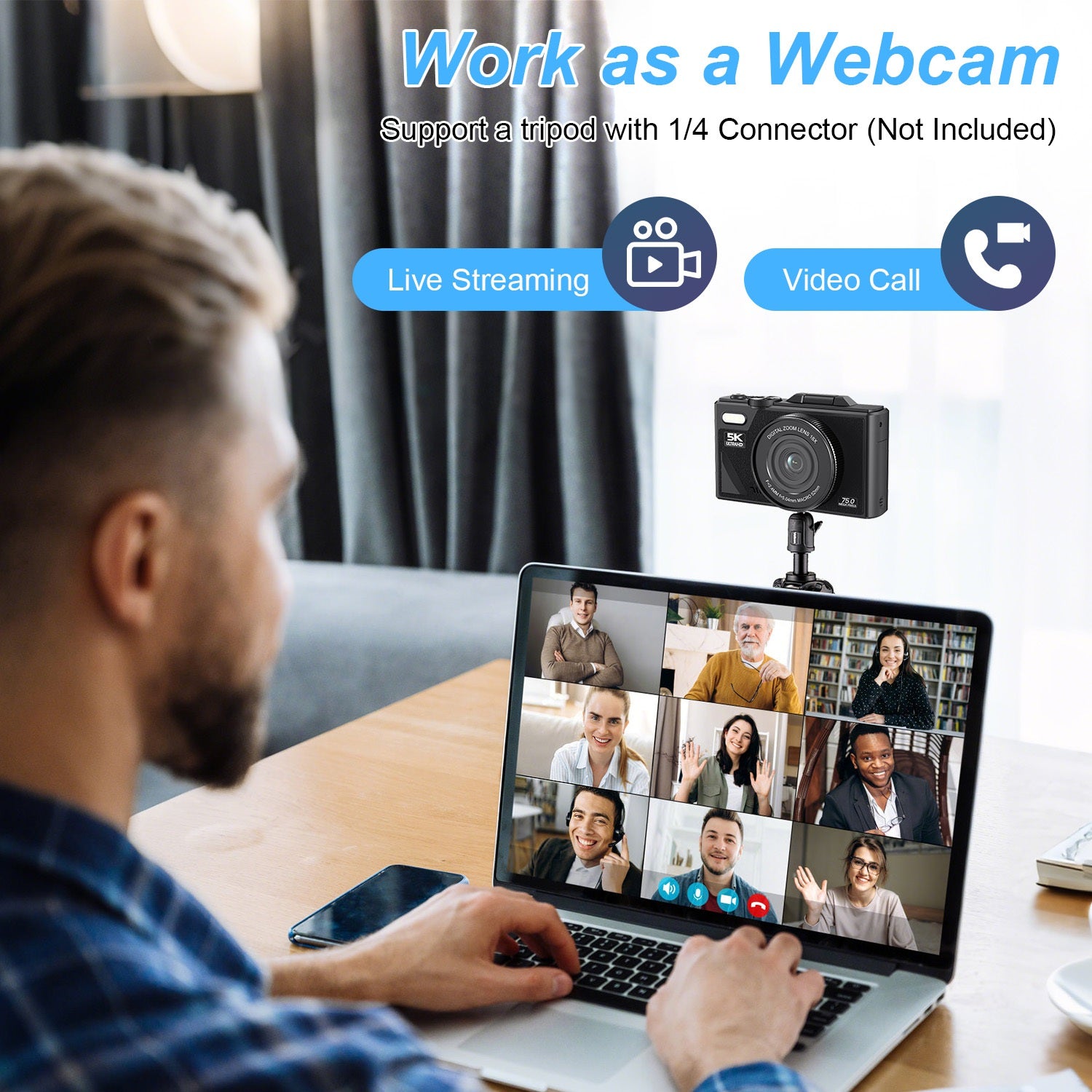 5K WiFi Vlogging Camera with Flip Screen, Fill Light & 2 Batteries — Prime Trend Market