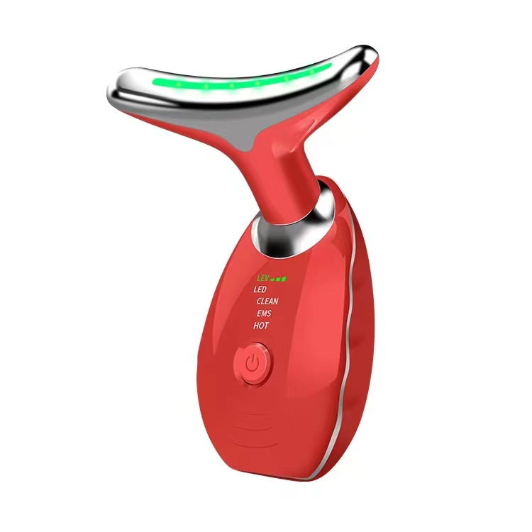 Luxury 7-Color LED EMS Face & Neck Beauty Massager — Negative Ion, Infrared, Ultrasonic Skin Rejuvenation — Eliza & Tuan