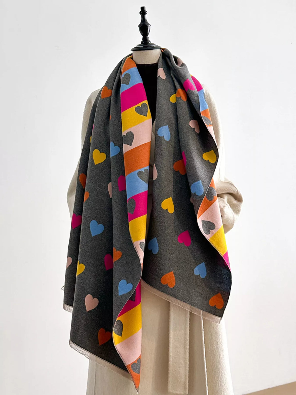 Heart-Pattern Polyester Scarf
