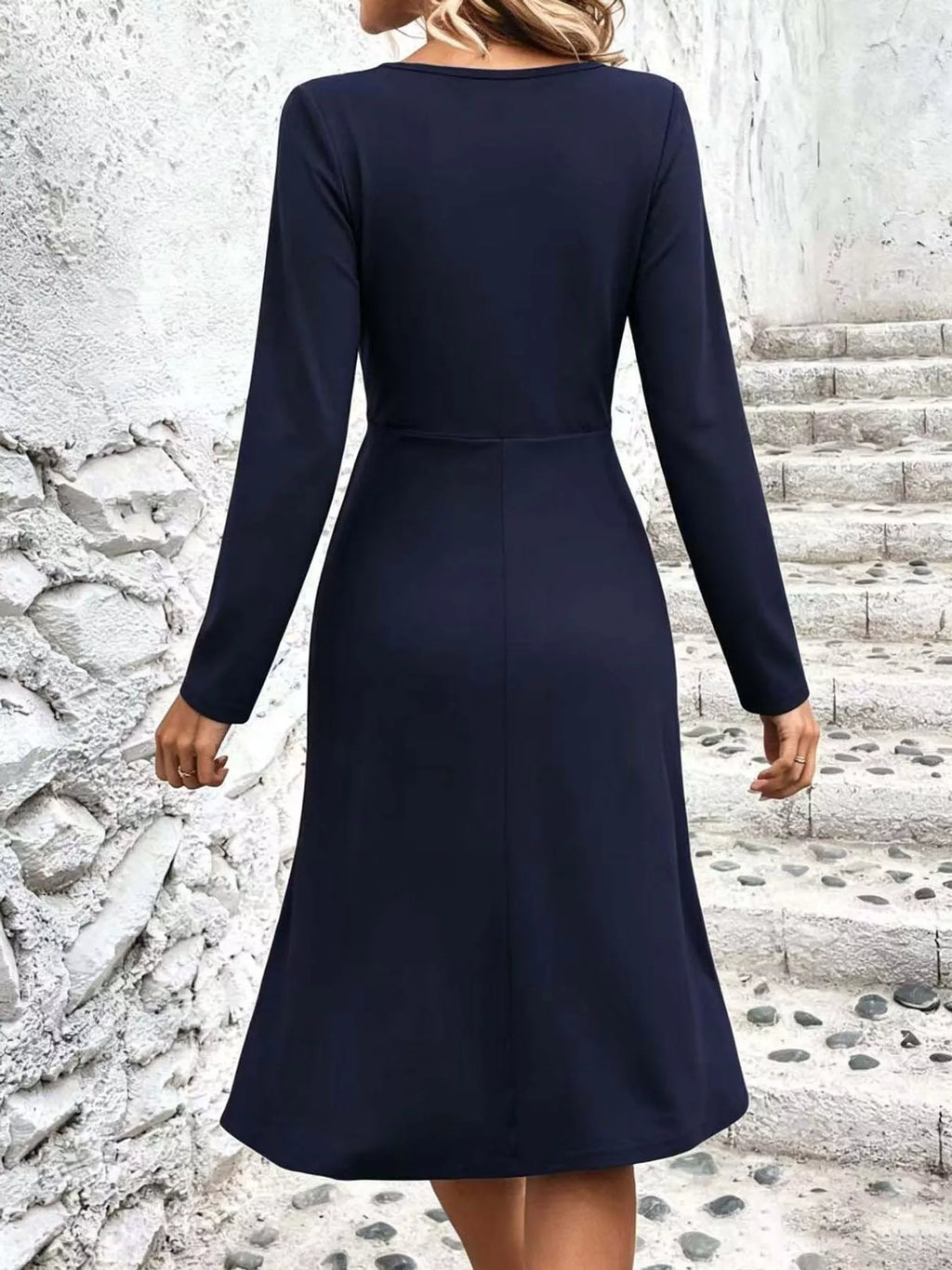 V-Neck Crisscross Ruched Dress, Long-Sleeve & Sleeveless, S–3XL