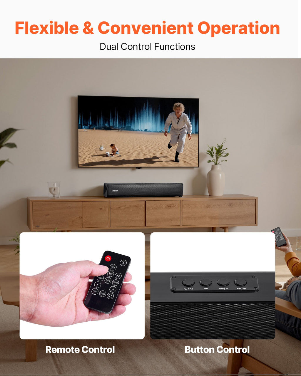 SoundElite™ 17-Inch Compact Soundbar — 80W Surround Sound & Bluetooth 5.0 Home Theater Audio — Eliza & Tuan