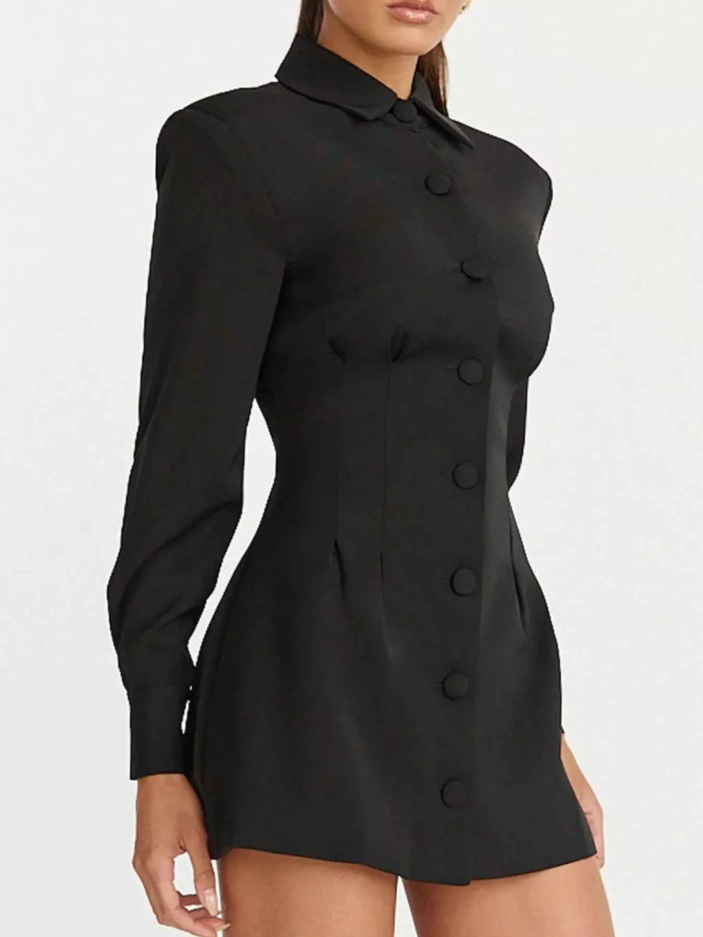 Corset-Style Button-Front Blazer Dress