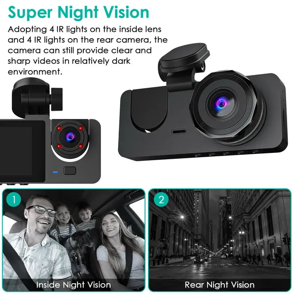3-Channel Dash Cam | G-Sensor | Parking Monitor | Night Vision | 32G MMC Included — Prime Trend Market