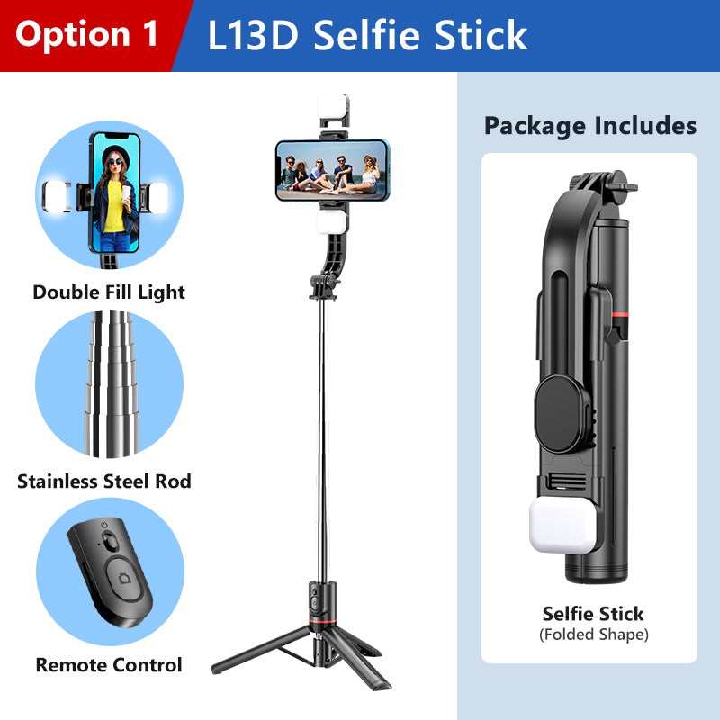 3-in-1 Bluetooth Selfie Stick Tripod — With LED Ring Light — Prime Trend Market