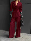 Single-Breasted Blazer & Wide-Leg Pants Set
