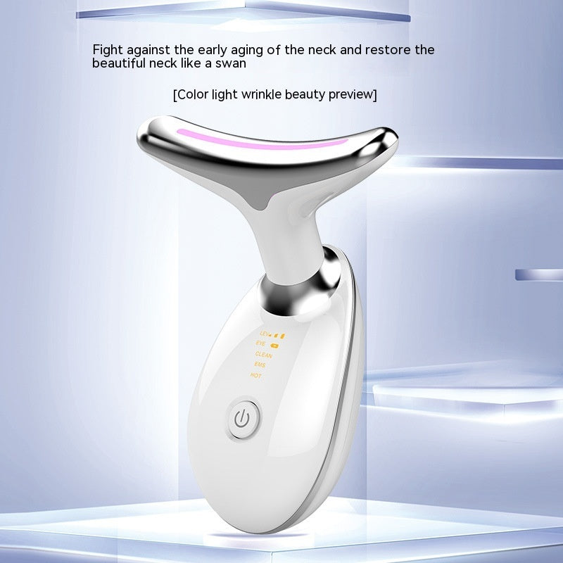 Luxury 7-Color LED EMS Face & Neck Beauty Massager — Negative Ion, Infrared, Ultrasonic Skin Rejuvenation — Eliza & Tuan