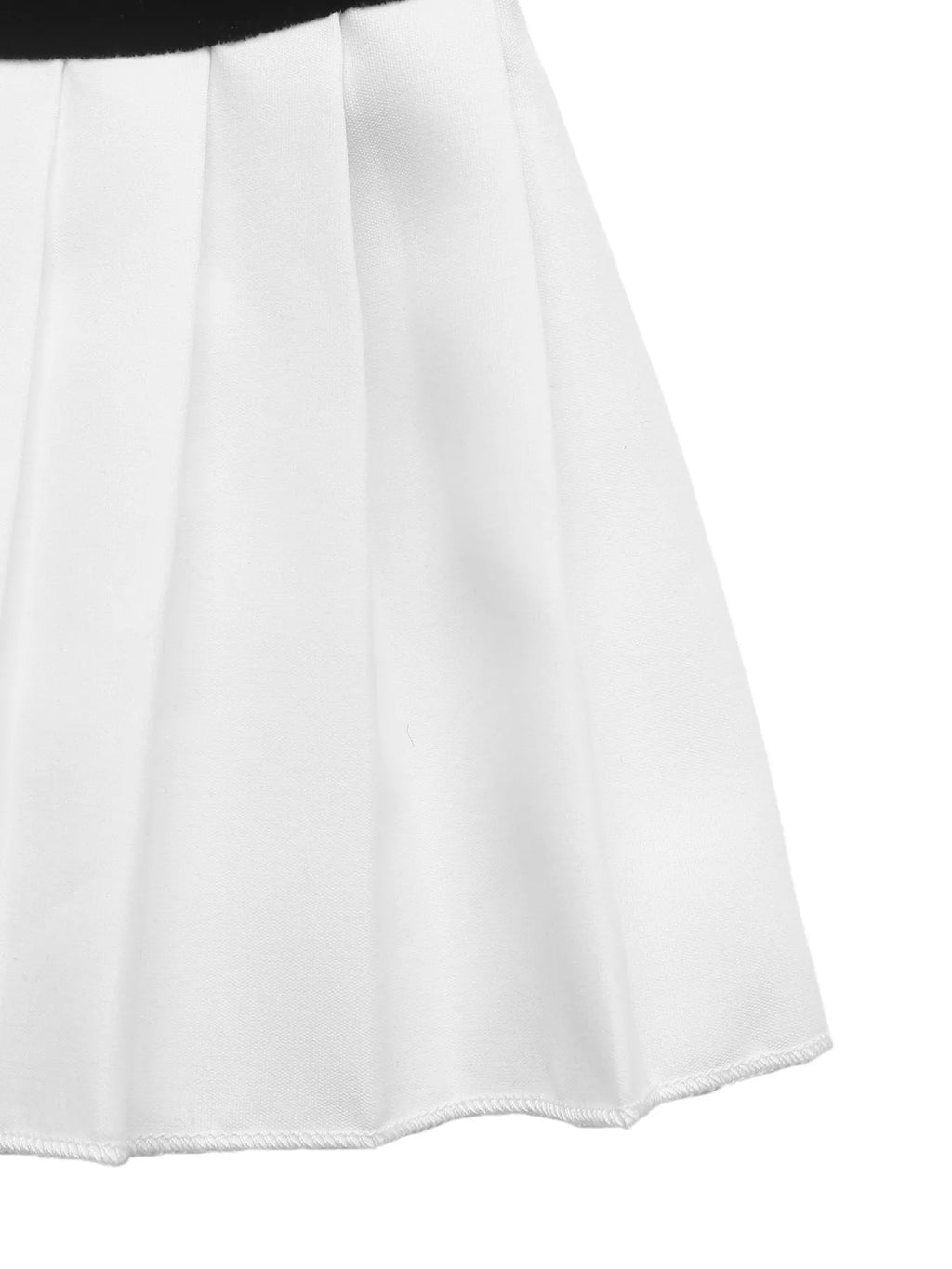 Sweetheart Long-Sleeve Contrast Pleated-Hem Mini Dress