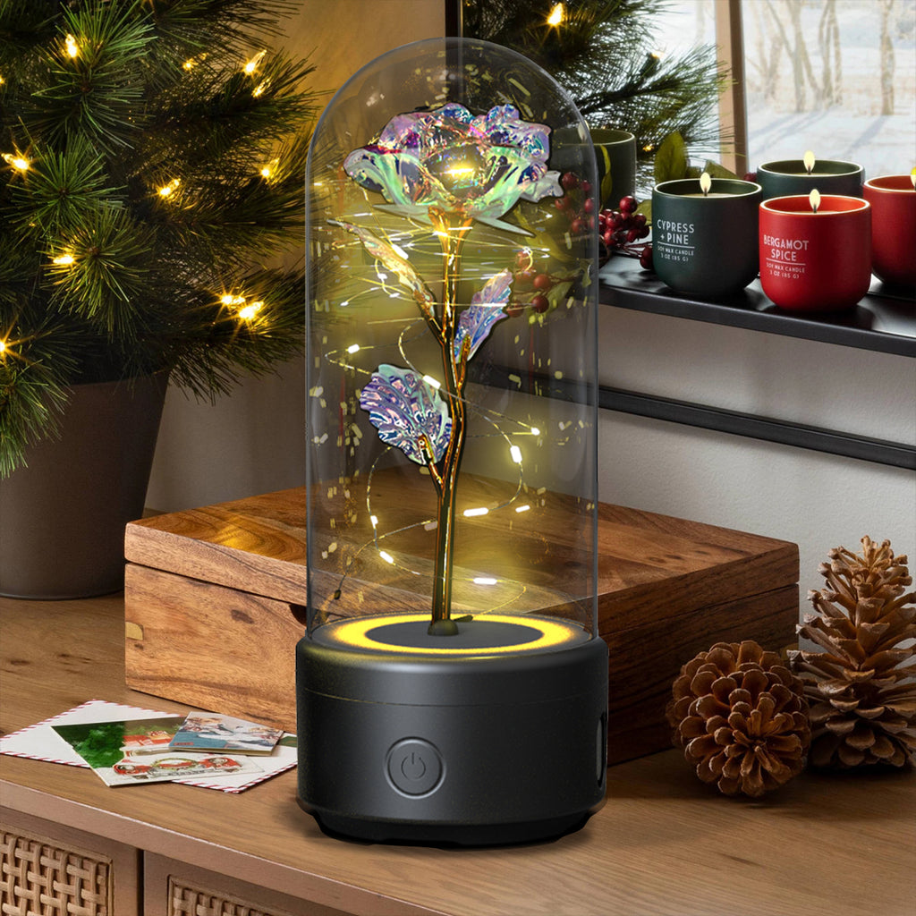 Rose LED Night Light in Glass Dome | Bluetooth Speaker | 10 Colors | Perfect Gift for Her — Prime Trend Market