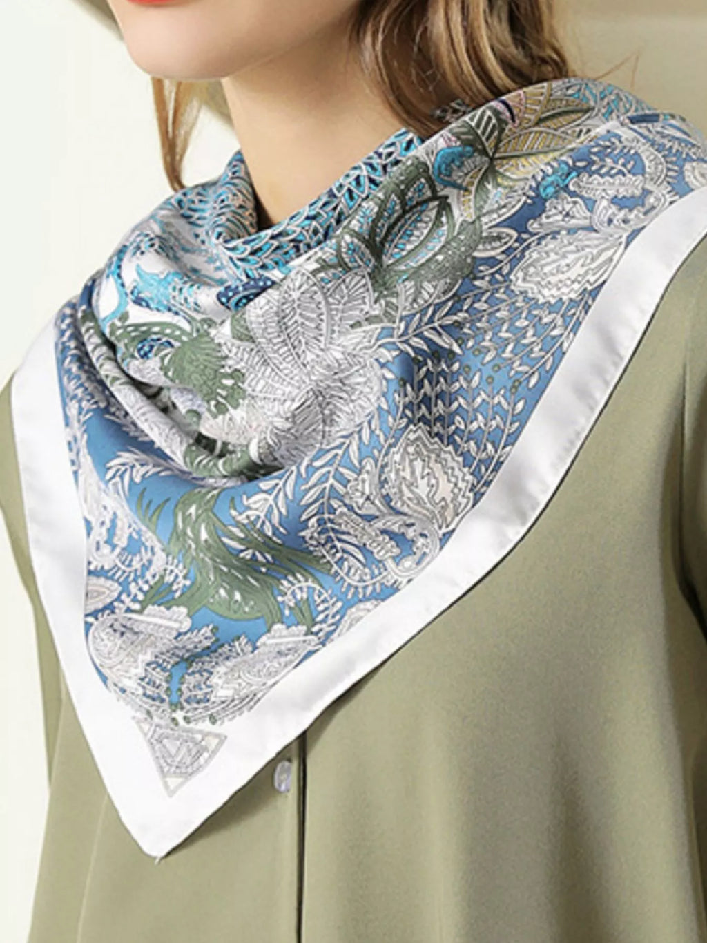 Blue Floral Print Scarf