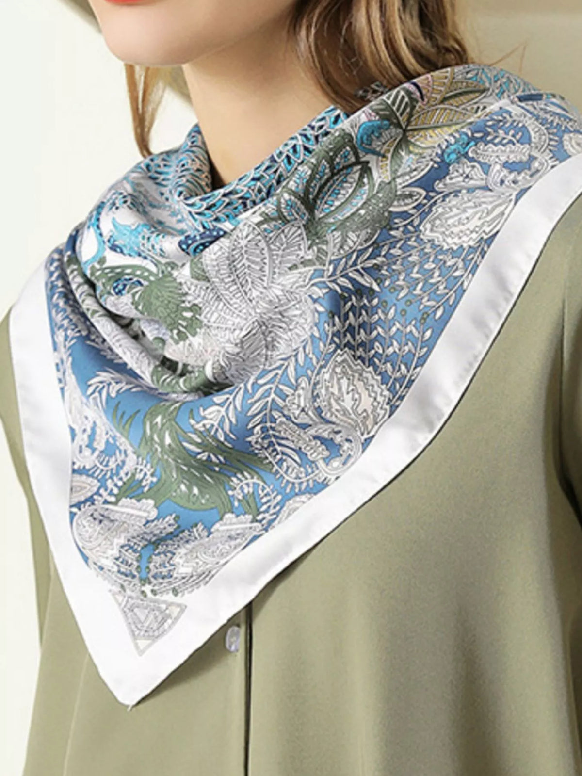 Blue Floral Print Scarf