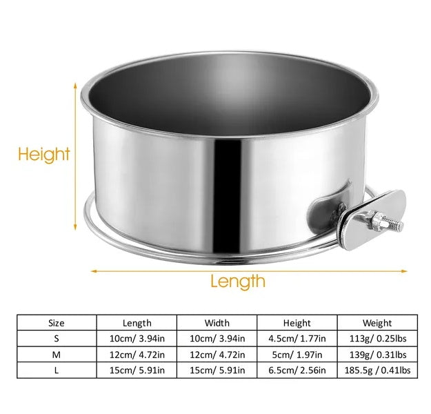 Stainless Steel Hanging Pet Bowl — Detachable Crate Food & Water Bowl for Dogs, Cats & Small Pets — Prime Trend Market