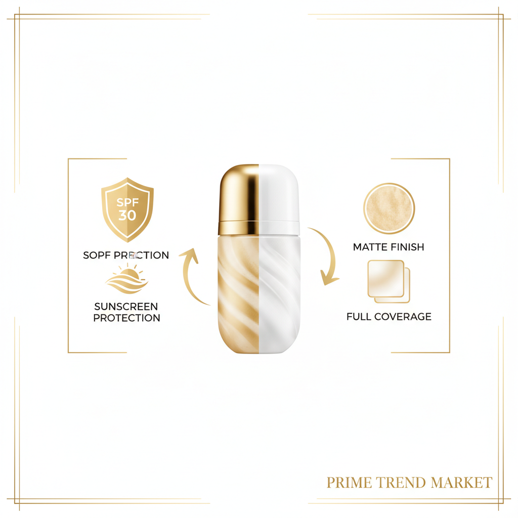 Matte Sunscreen Liquid Foundation SPF 30 — Full Coverage & Sun Protection | 6 Shades — Prime Trend Market