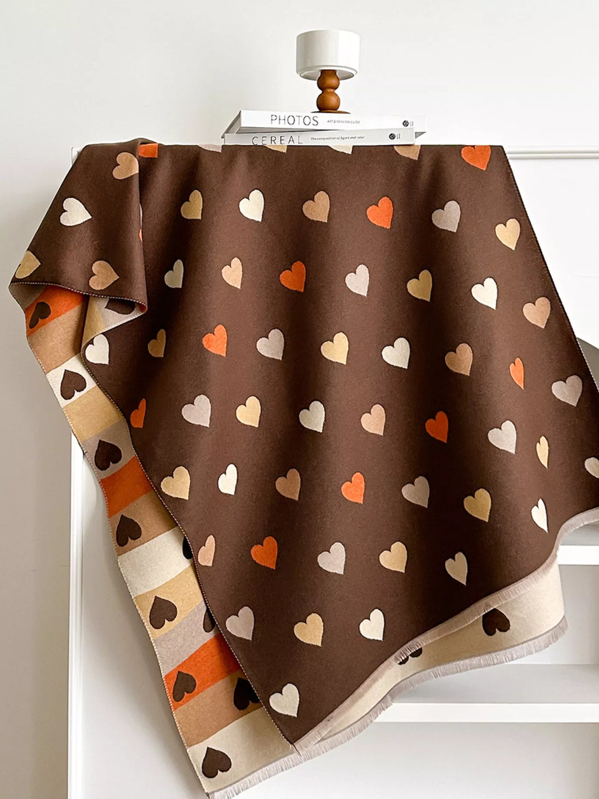 Heart-Pattern Polyester Scarf