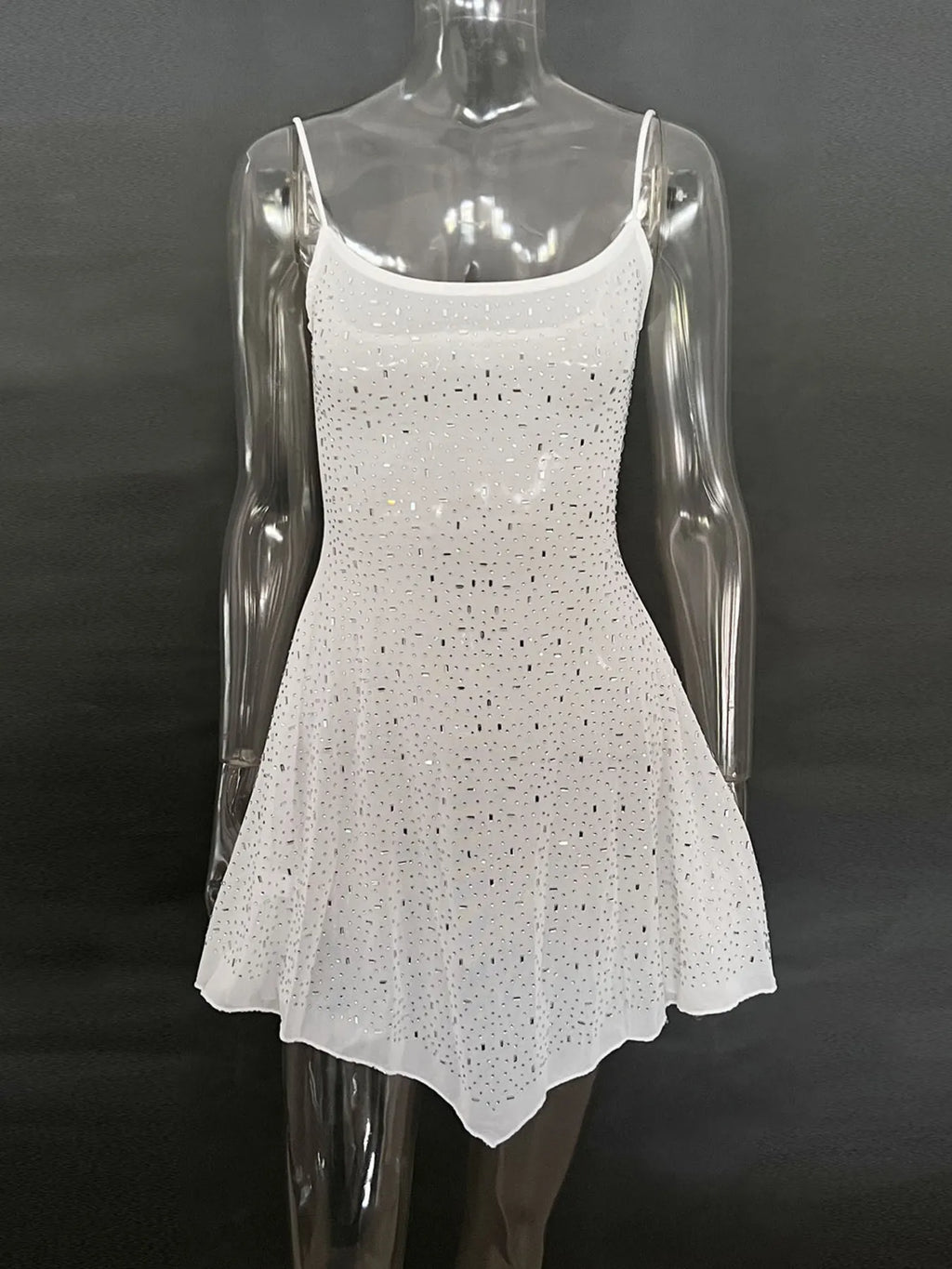 Rhinestone-Detail Mini Cami Dress