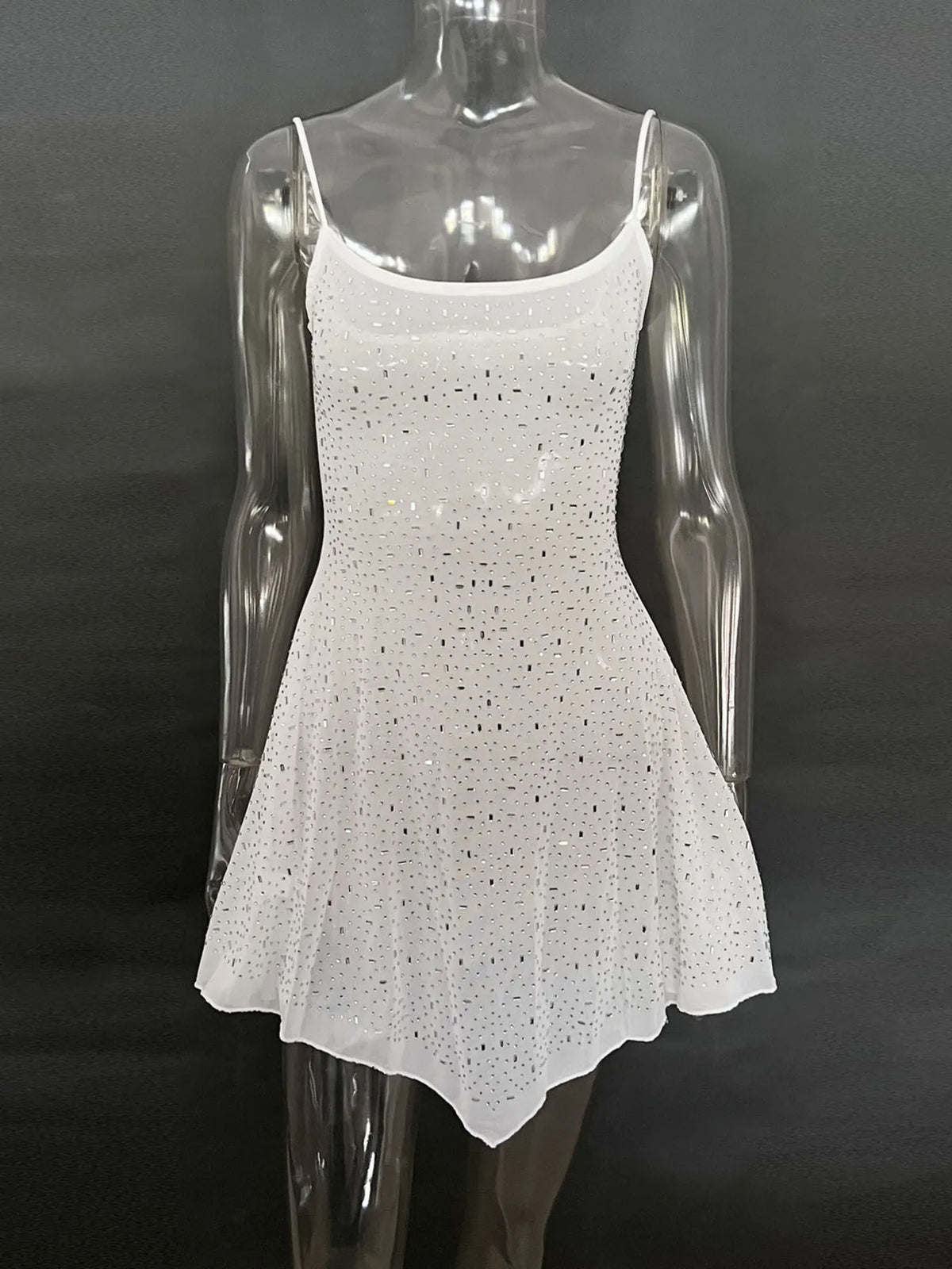 Rhinestone-Detail Mini Cami Dress