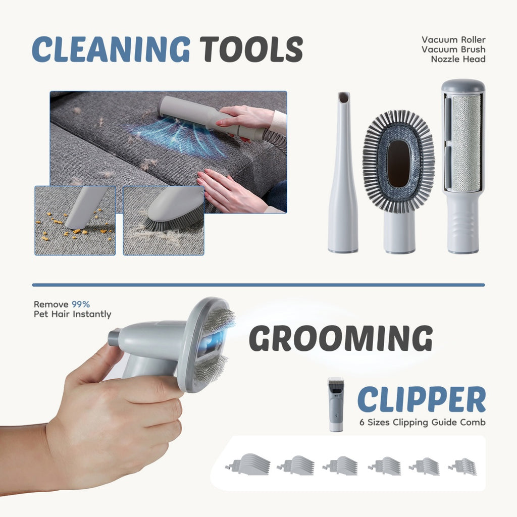 Professional Dog Grooming Clipper & Vacuum Kit | 2.5L Suction Cup, 3 Modes, 5 Tools, Low Noise | Cordless Pet Hair Trimmer — Prime Trend Market