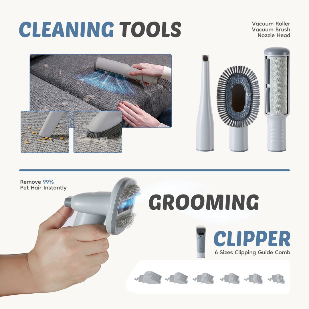 Professional Dog Grooming Clipper & Vacuum Kit | 2.5L Suction Cup, 3 Modes, 5 Tools, Low Noise | Cordless Pet Hair Trimmer — Prime Trend Market