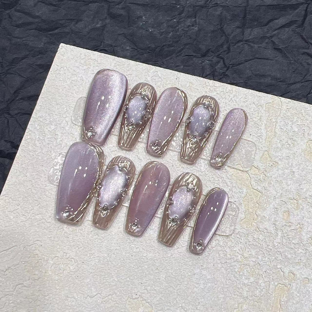 Purple Armor Press-On Nails — Handmade Fake Nail Patch Set | Long, Short & Ultra Short — Prime Trend Market