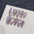 Purple Armor Press-On Nails — Handmade Fake Nail Patch Set | Long, Short & Ultra Short — Prime Trend Market