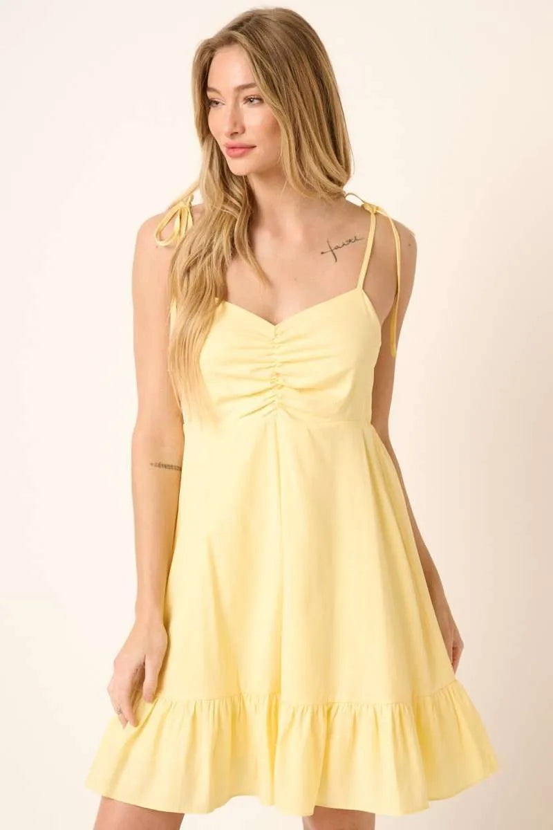 Mittoshop Ruched Tie-Strap Mini Dress