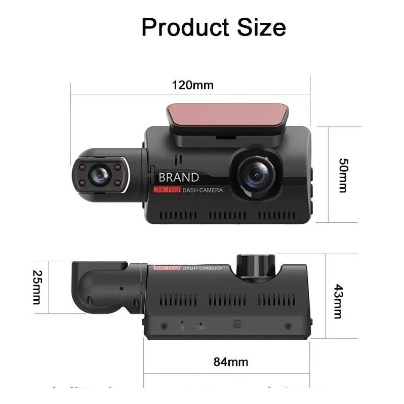 1080P Dual Lens Dash Cam | G-Sensor | Front & Interior Recording | Loop Recording — Prime Trend Market