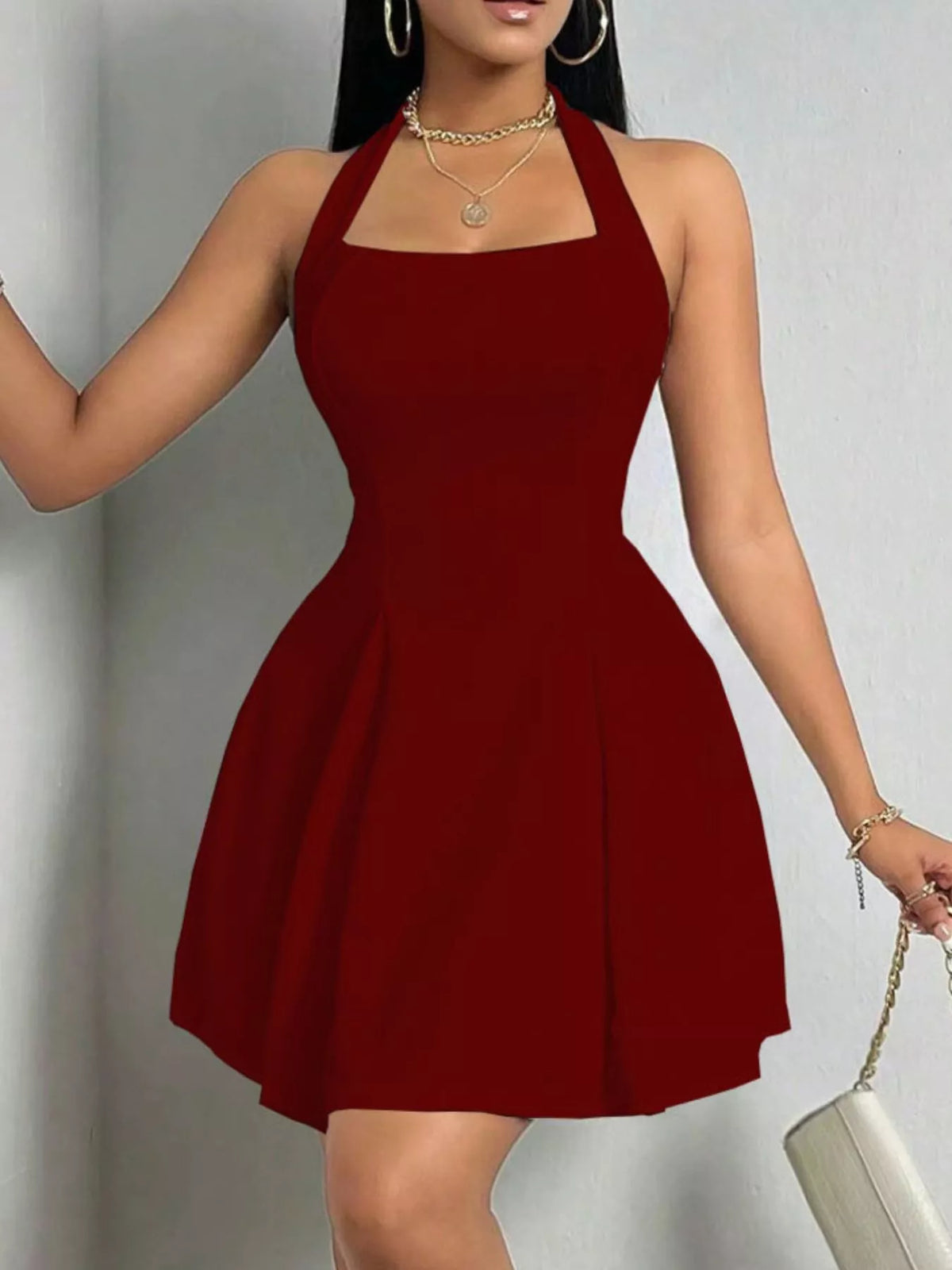 Halter Neck A-Line Mini Dress | XS–XL
