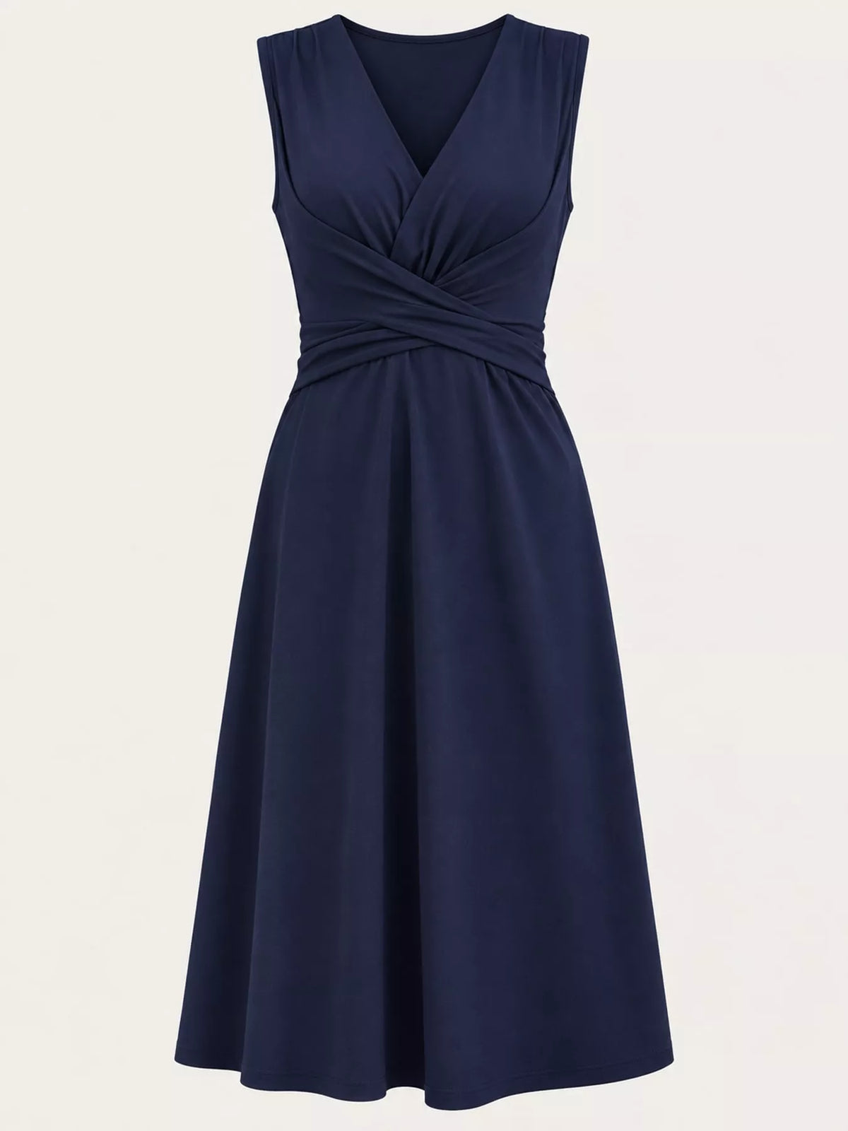 V-Neck Crisscross Ruched Dress, Long-Sleeve & Sleeveless, S–3XL
