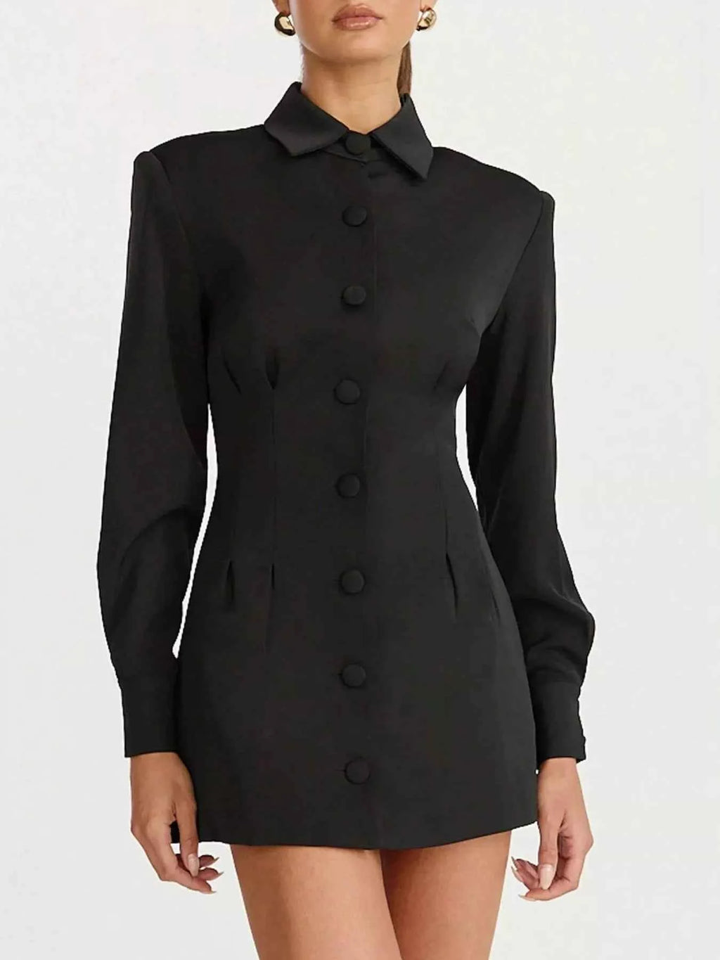 Corset-Style Button-Front Blazer Dress