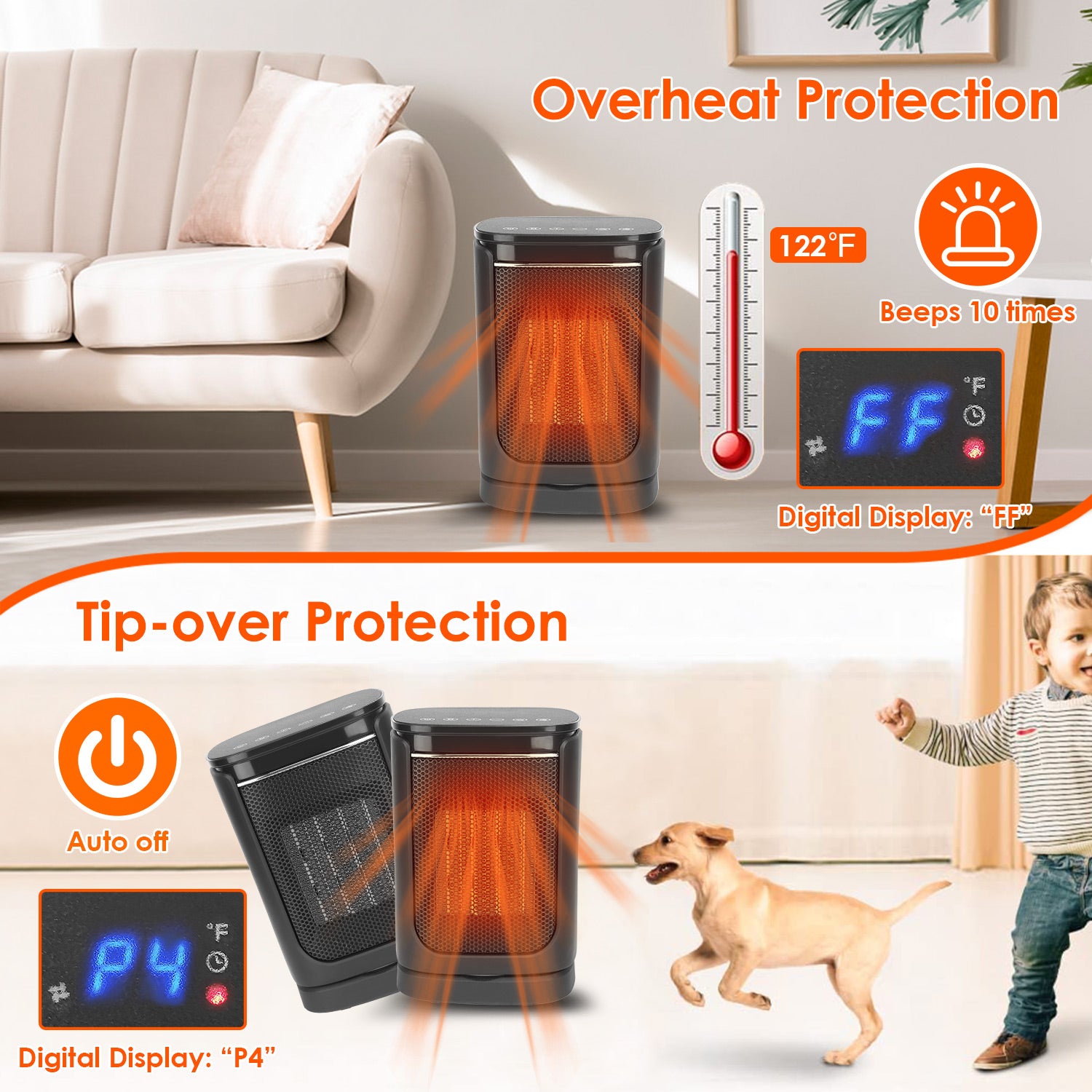 1500W Ceramic Space Heater — 3 Modes, 90° Oscillation, Remote Control & Tip-Over Protection — Prime Trend Market