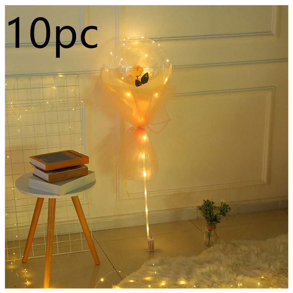 LED Luminous Balloon Rose Bouquet | Transparent Bobo Ball | Light-Up Flower Gift — Prime Trend Market