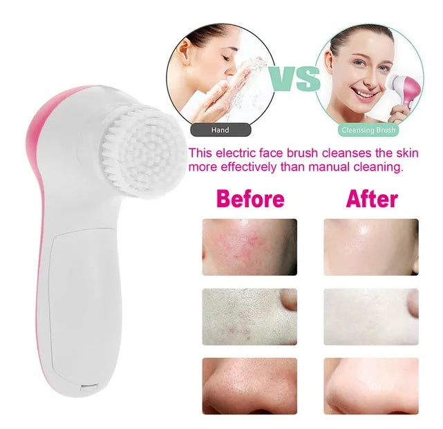 Facial Cleansing Brush with 5 Brush Heads — Waterproof Spin Brush for Deep Pore Cleansing — Prime Trend Market