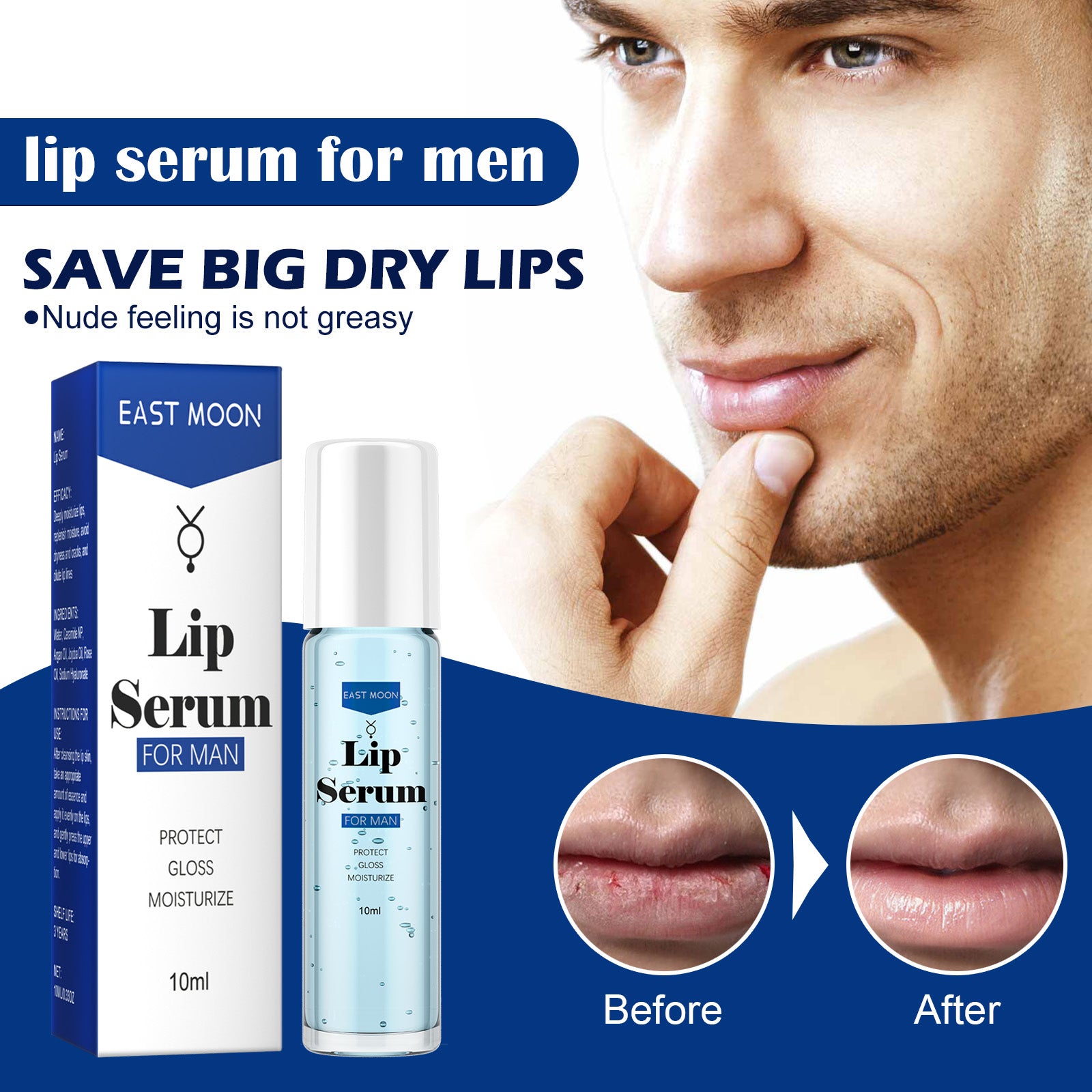 EAST MOON Lip Essence Roller Ball Serum — Plumping, Hydrating & Smoothing Lip Treatment — Prime Trend Market