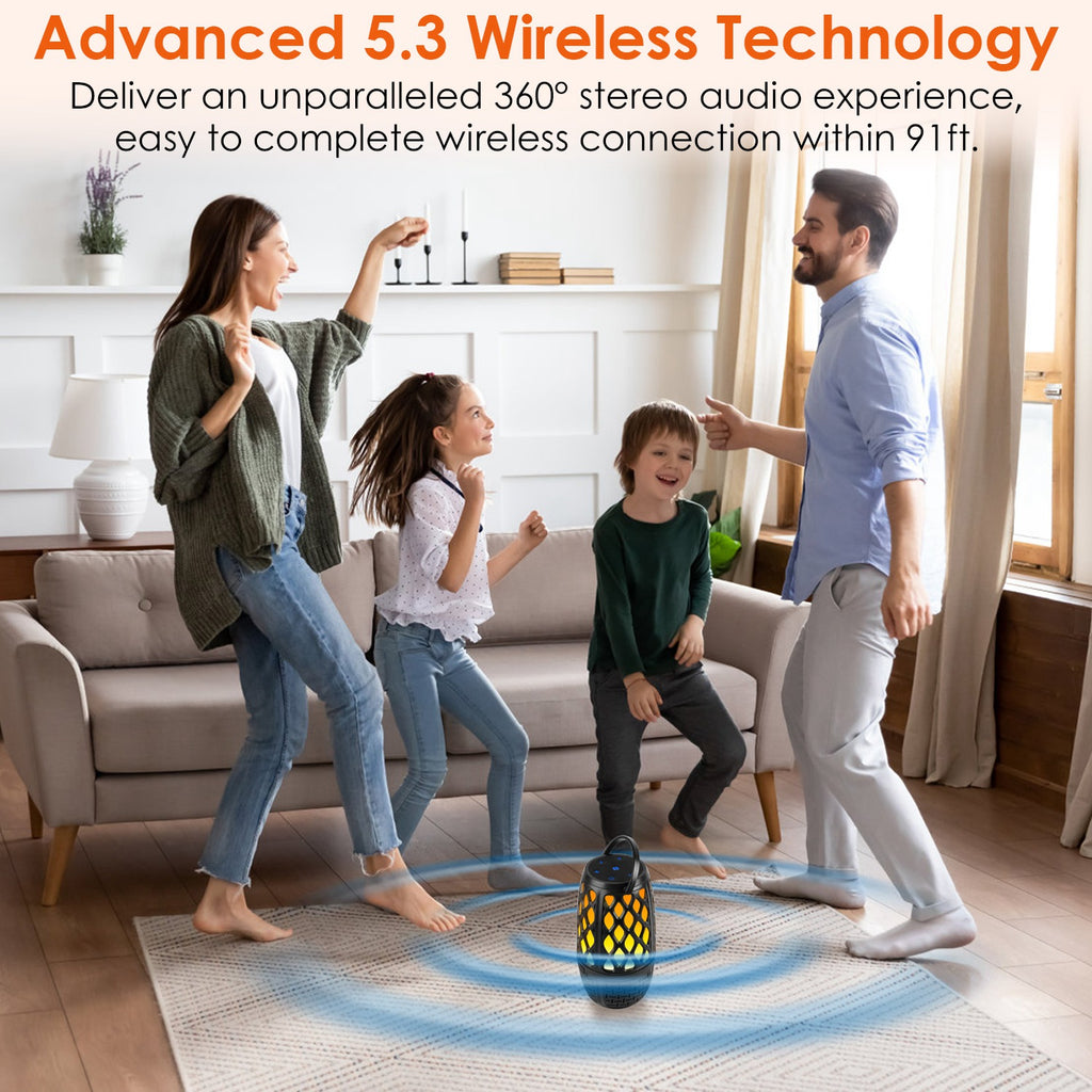4-in-1 LED Flame Bluetooth 5.3 Speaker | Outdoor Waterproof | 10W | Sync 100 Speakers — Eliza & Tuan