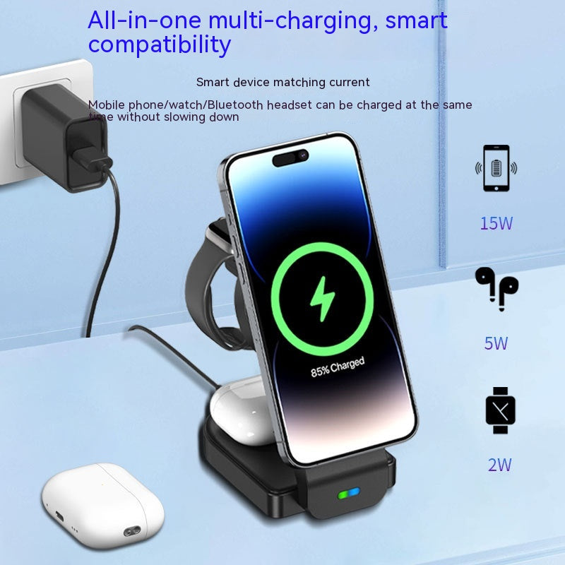 Foldable 3-in-1 Magnetic Wireless Charger Stand — iPhone, Apple Watch & AirPods — Prime Trend Market