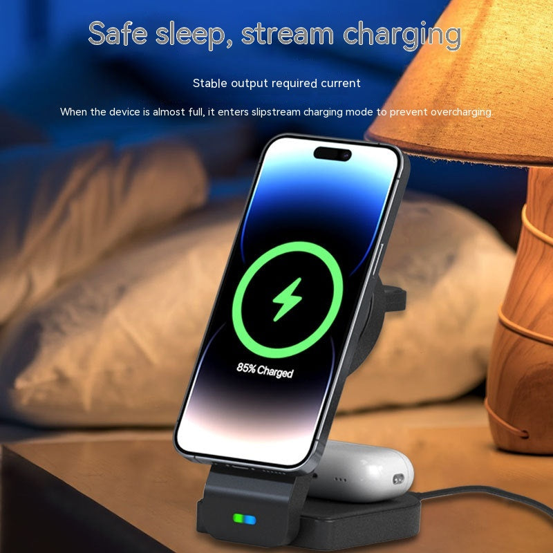 Foldable 3-in-1 Magnetic Wireless Charger Stand — iPhone, Apple Watch & AirPods — Prime Trend Market