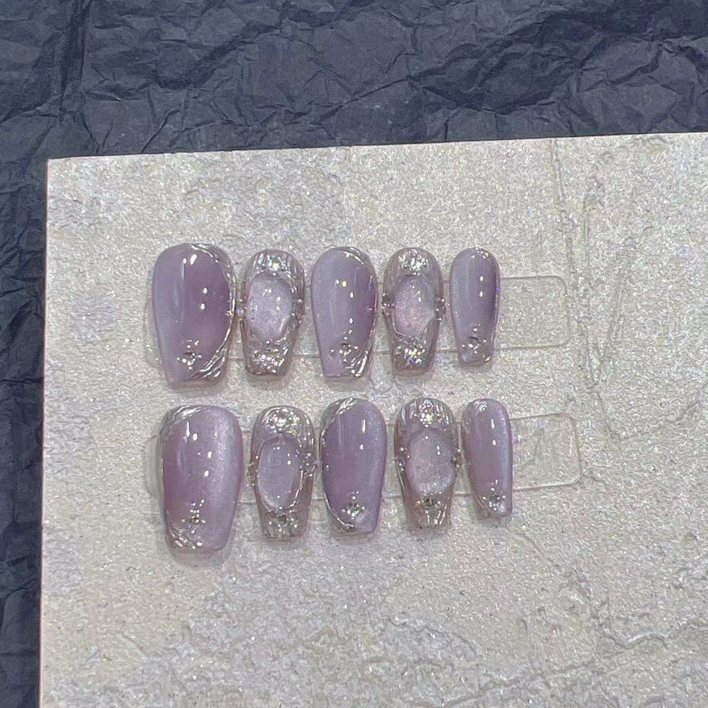 Purple Armor Press-On Nails — Handmade Fake Nail Patch Set | Long, Short & Ultra Short — Prime Trend Market