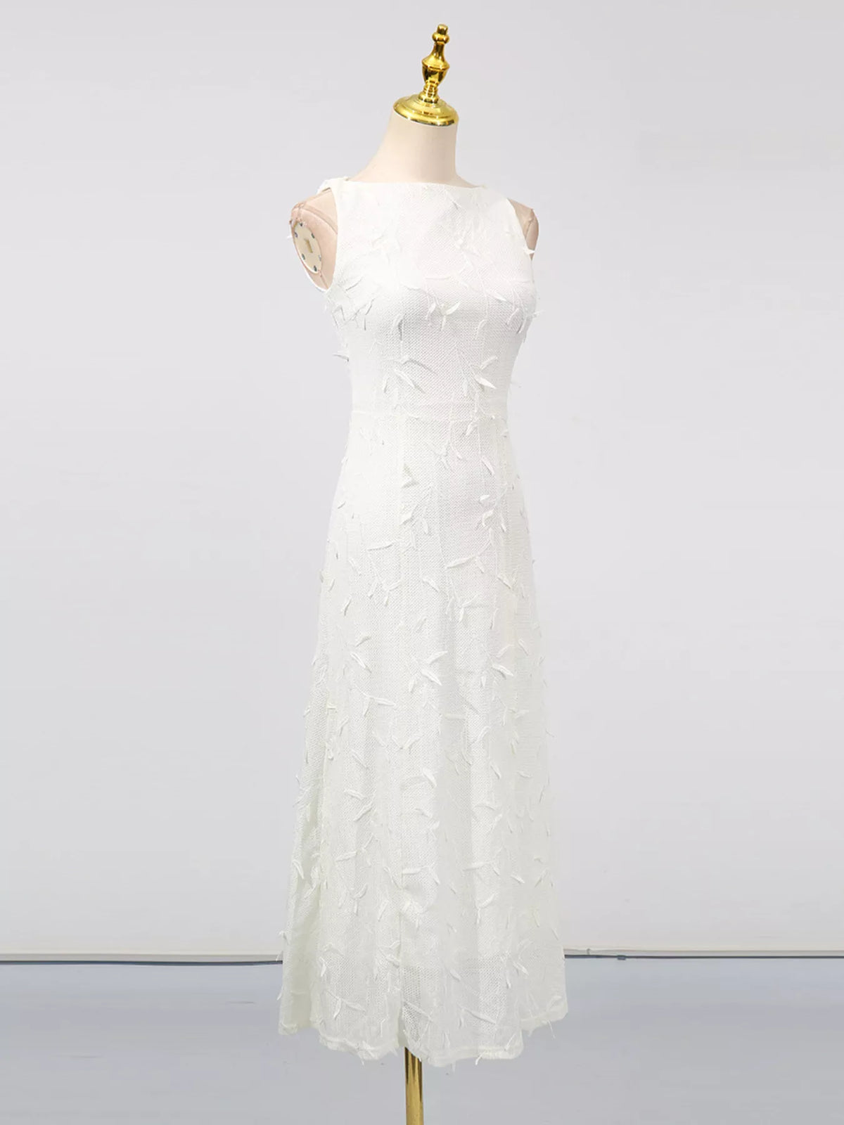 Sleeveless Floral Appliqué Midi Dress