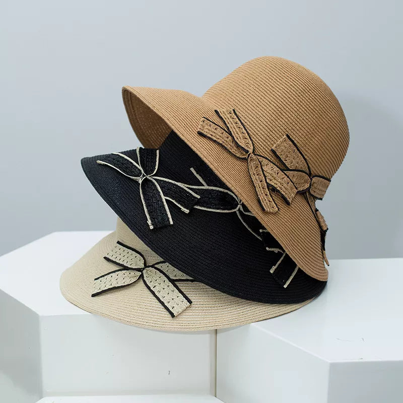 Bowknot Wheat Straw Sun Hat