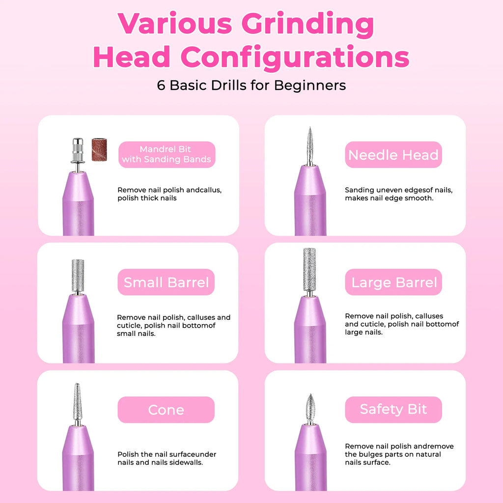 Rose Gold Electric Nail Drill – Professional Nail File Kit with Drill Bits & Sanding Bands | Acrylic & Gel Nails — Prime Trend Market