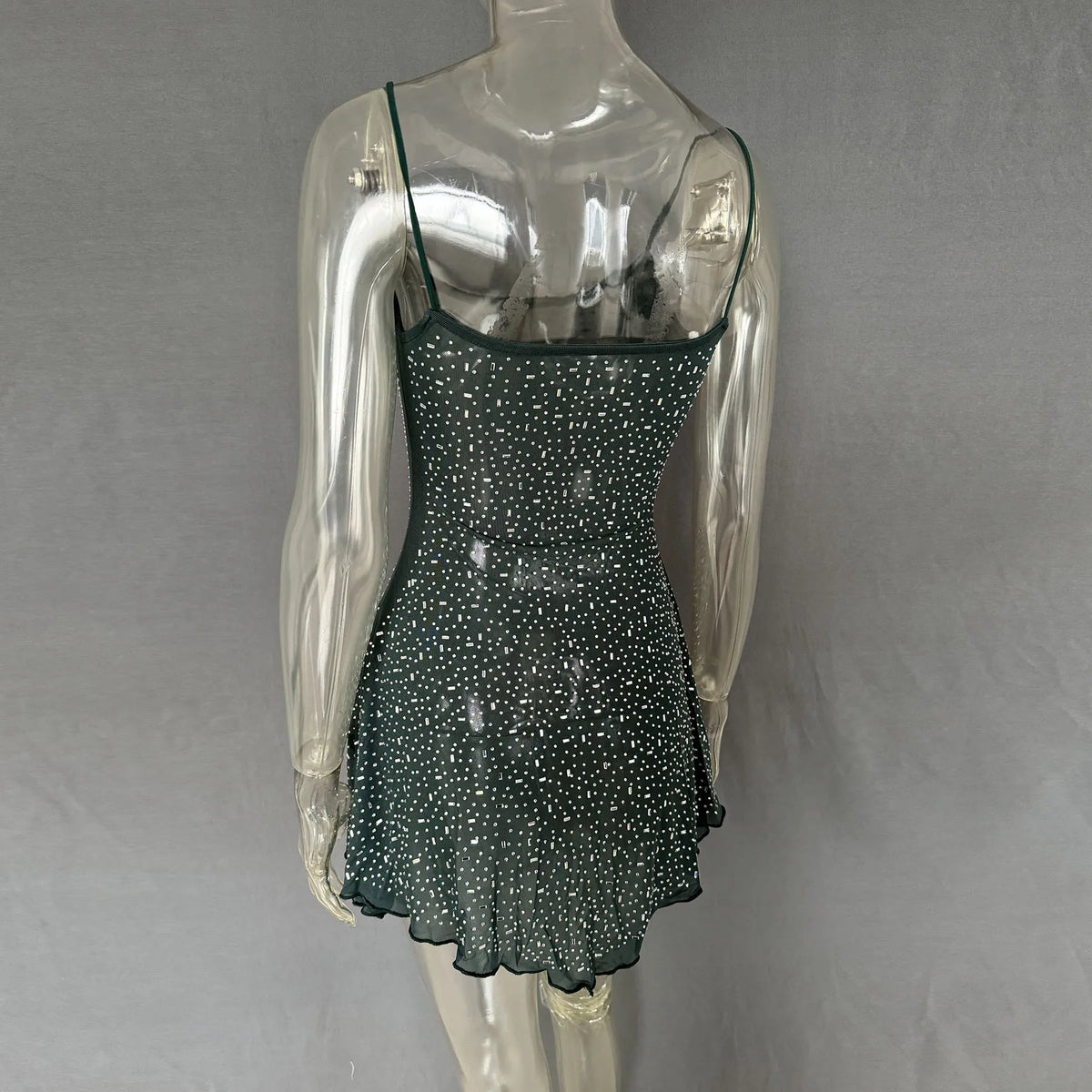 Rhinestone-Detail Mini Cami Dress