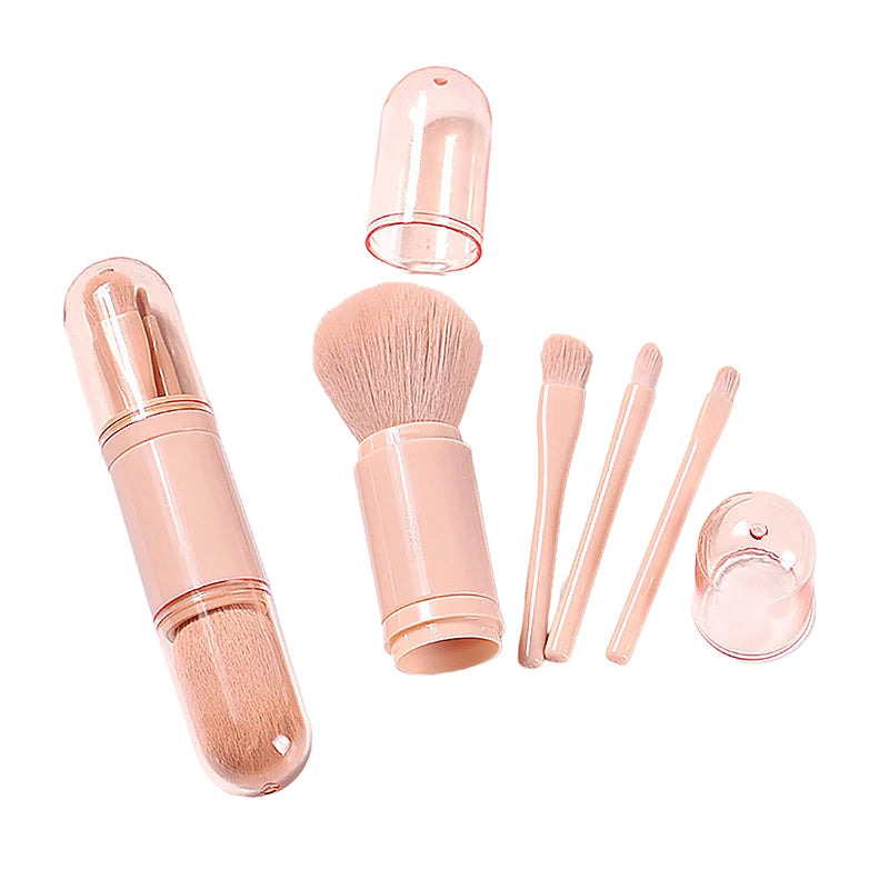 4-in-1 Portable Makeup Brush Set — Travel-Ready Pink Beauty Brushes — Prime Trend Market